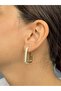 Gold Color Stone Rectangular Earrings
