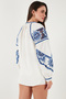 Embroidered Oversize Fit Cotton V-Neck Shirt Shirt 676242 - 7