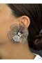 Silver Color Wire Flower Earrings - 2