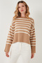 Relaxed Fit Striped Front Short Back Long Sweater Pullover 4616174 - 5
