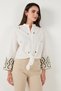 Cotton Embroidered Waist Tied Judge Collar Shirt Shirt 6110097 - 7