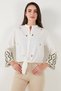 Cotton Embroidered Waist Tied Judge Collar Shirt Shirt 6110097 - 6