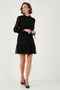 Regular Fit High Neck Gathered Lined Mini Evening Dress Evening Dress 611El345 - 2