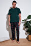 Plaid Cotton Elastic Waist Regular Fit Short Sleeve Pajama Set Men's Pajama Set 65720
