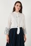 Cotton Embroidered Waist Tied Judge Collar Shirt Shirt 6110097 - 3