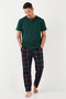 Plaid Cotton Elastic Waist Regular Fit Short Sleeve Pajama Set Men's Pajama Set 65720 - 6