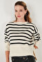 Relaxed Fit Striped Front Short Back Long Sweater Pullover 4616174 - 7