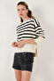 Relaxed Fit Striped Front Short Back Long Sweater Pullover 4616174 - 3