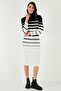 Striped Wool Blended Turtleneck Midi Length Dress Dress 66910251 - 5