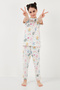 100% Cotton Crew Neck Short Sleeve Pajamas Set Girl's Suit6651004 - 2