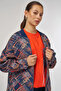College Collar Abstract Pattern Jacket Red - 6