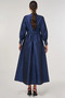 Belt Detailed Taffeta Dress Navy Blue - 8