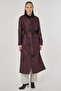 Velvet Collar Long Trench Coat Dark Burgundy