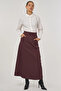 Pocket Detailed Relaxed Fit Skirt Dark Burgundy - 5