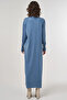 Half Turtleneck Knitwear Dress Crown Blue - 5