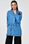 Embossed Pattern College Collar Jacket Indigo