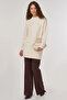 Knitted Detailed Viscose Knitwear Tunic Cream - 2