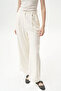 Pleated Pocket Detailed Basic Trousers Ecru - 7