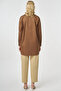 100% Cotton Piece Shirt Collar Laser Cut Tunic Brown - 5