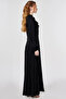 Leaf Pattern Jacquard Dress Black - 6