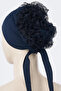 Lace Bun Bonnet Navy Blue - 2