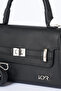 Mini Faux Leather Handbag with Flap Black - 5