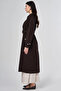 Şömizye Collar Belted Trench Coat Dark Brown - 4