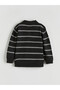 Anthracite polo collar striped boy's knitted sweater - 4