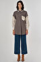 Tasseled Plaid Pattern Tunic Dark Brown - 3