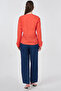 100% Cotton Piece Blouse with Brooch Detail Coral - 5