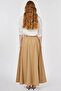 Belt Detailed High Waist Skirt Beige - 5