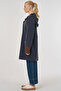 Velvet Paneled Hooded Cap Dark Navy Blue - 3