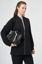 Zipper Closure College Collar Jacket Black