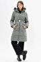 Hooded Goose down Filled Coat in Mold Green