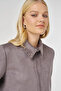 Trok Printed Suede Skirt Suit Smoked - 8