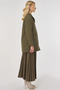 Wide Collar Quilted Jacket Khaki - 5