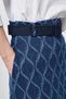 Belt Detail Vintage Denim Skirt Navy Blue - 7