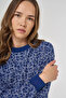 Patterned Viscose Sweatshirt Indigo - 7