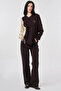 Drawstring Detailed Combed Cotton Tunic Dark Brown - 2