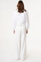 Metal Buckle Detailed Crepe Trousers Optical White - 5