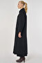Buttoned Double Breasted Stamp Coat Black - 4