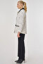 Leather Collar Patterned Jacket Ecru - 4