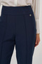 Çima Stitched High Waist Pipe Leg Trousers Dark Navy Blue - 6