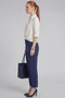 Suede Trousers with Stitching Detail Dark Navy Blue - 3