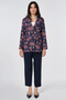 Floral Patterned Blazer Jacket Navy Blue - 2