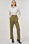 Metal Buckle Pipe Leg Trousers Khaki