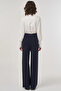 Lace Detailed Viscose Knitwear Trousers Dark Navy Blue - 5