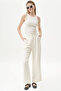 Pleated Pocket Detailed Basic Trousers Ecru - 3