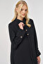 Shiny Buttoned Long Tunic Black - 6