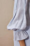 Lace-Up Back Poplin Blouse Blue - 8
